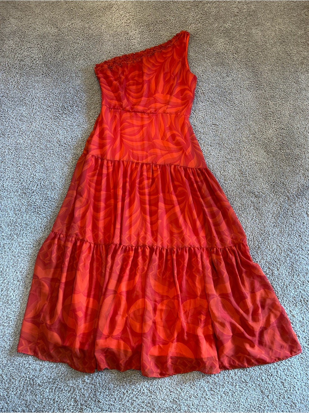 Taylor One-Shoulder Red Floral-Print Maxi Dress - Picture 2 of 4